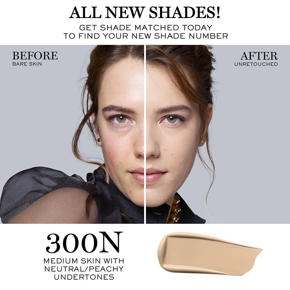 Lancôme Teint Idole Ultra Wear Buildable Full Coverage Foundation - Longwear & Waterproof - Natural Matte Finish - 300N (Medium Skin with Neutral/Peachy Undertones), 1 Fl Oz