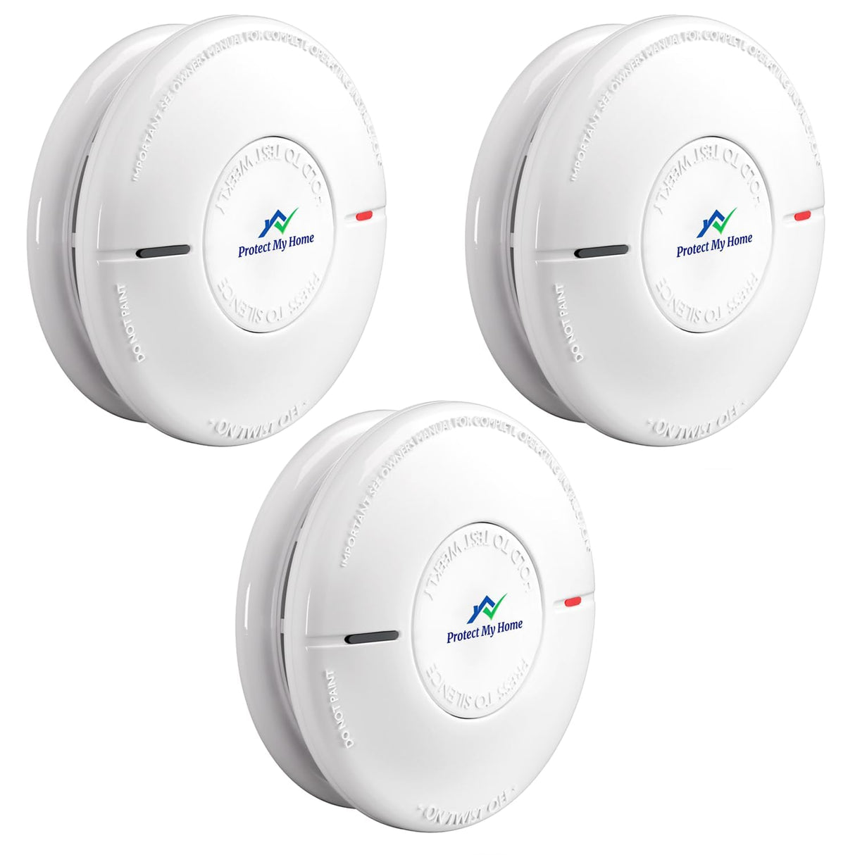 Protect My Home Smoke and Carbon Monoxide Detector Combo - CO & Smoke Alarm System with Hush Function, Self-Test Button, 10-Year Built-in Battery - Easy to Install, for Home & Office