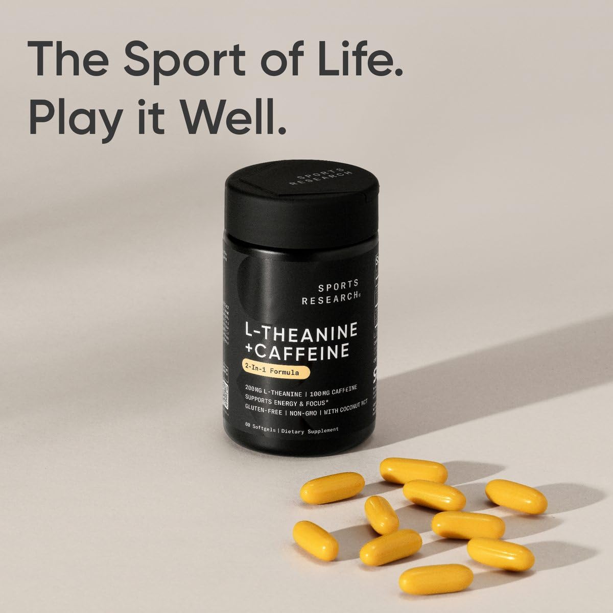 Sports Research® L-Theanine + Caffeine Nootropic Supplement - 60 Softgels