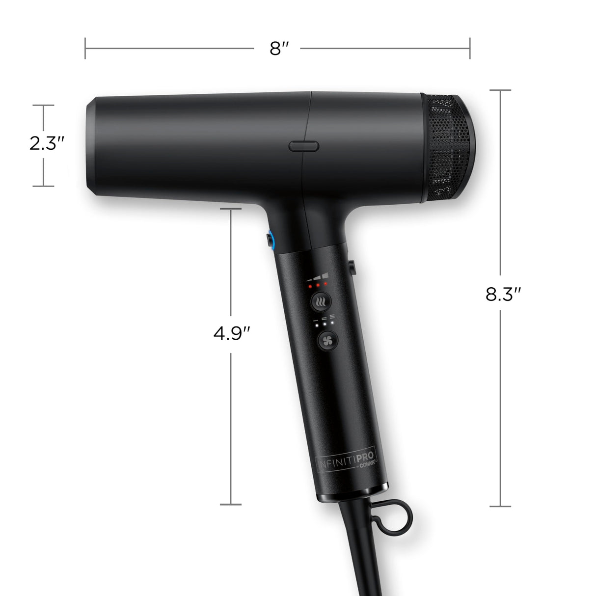 INFINITIPRO by CONAIR DigitalAIRE Hair Dryer | Frizz-Eliminating Hair Dryer with Diffuser | Hair Blow Dryer with Up to 5X More Speed for Higher Air Pressure & Drying Power | Black