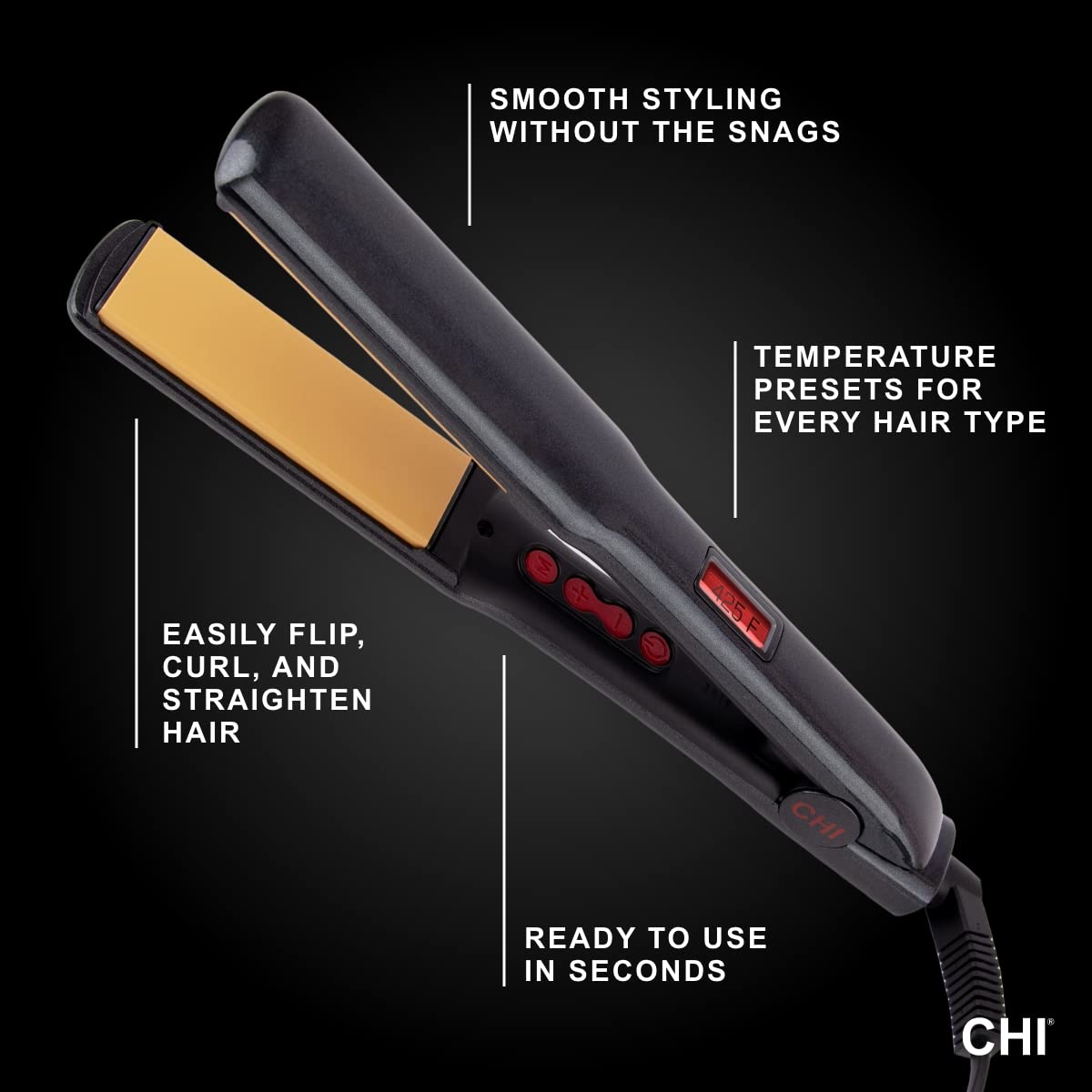 CHI G2 Digital Flat Iron, Straightening Hairstyling Iron For Smooth, Silky Hair, Titanium Infused Ceramic 1" Plates