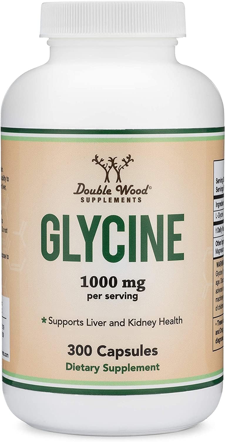 Glycine Supplement - 1,000mg Glycine Powder per Serving (300 Capsules) The Relaxing Amino Acid (Glicina) (Third Party Tested, Gluten Free, Non-GMO) by Double Wood