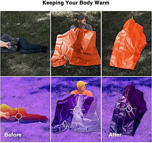 RedSwing Heavy Duty Survival Blanket, Waterproof Emergency Thermal Tarp, Multipurpose Reflective Insulated All Weather Blankets for Camping Hiking, Orange