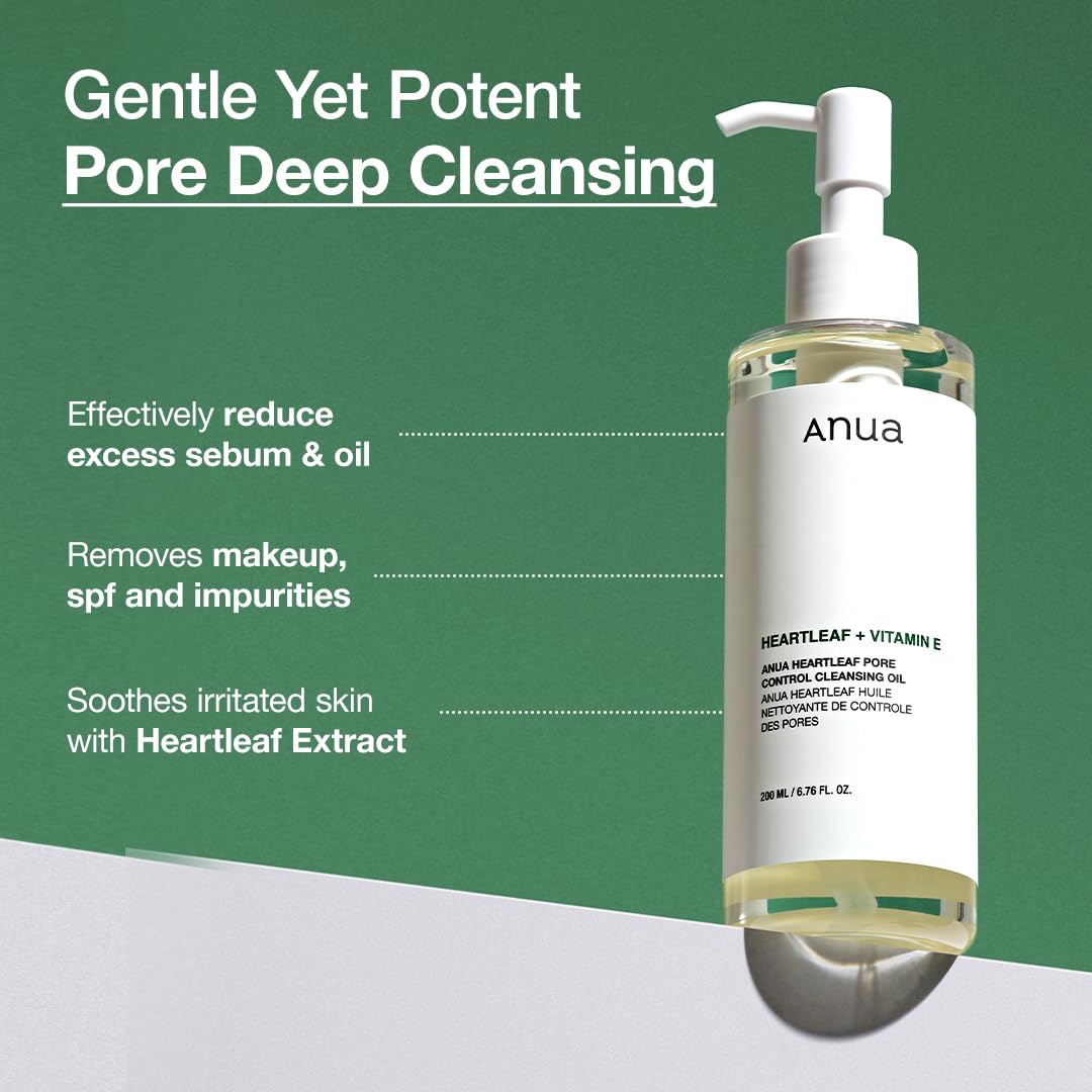 Anua Heartleaf Cleansing Oil & Deep Cleansing Foam & Soothing Toner, Pore Control, Gentle Korean Skincare