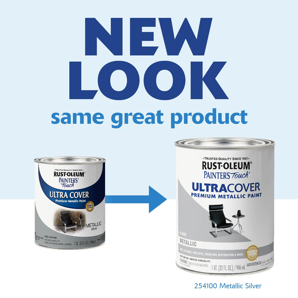 Rust-Oleum 254100 Painter's Touch Latex Paint, Quart, Metallic Silver, Pack of 1