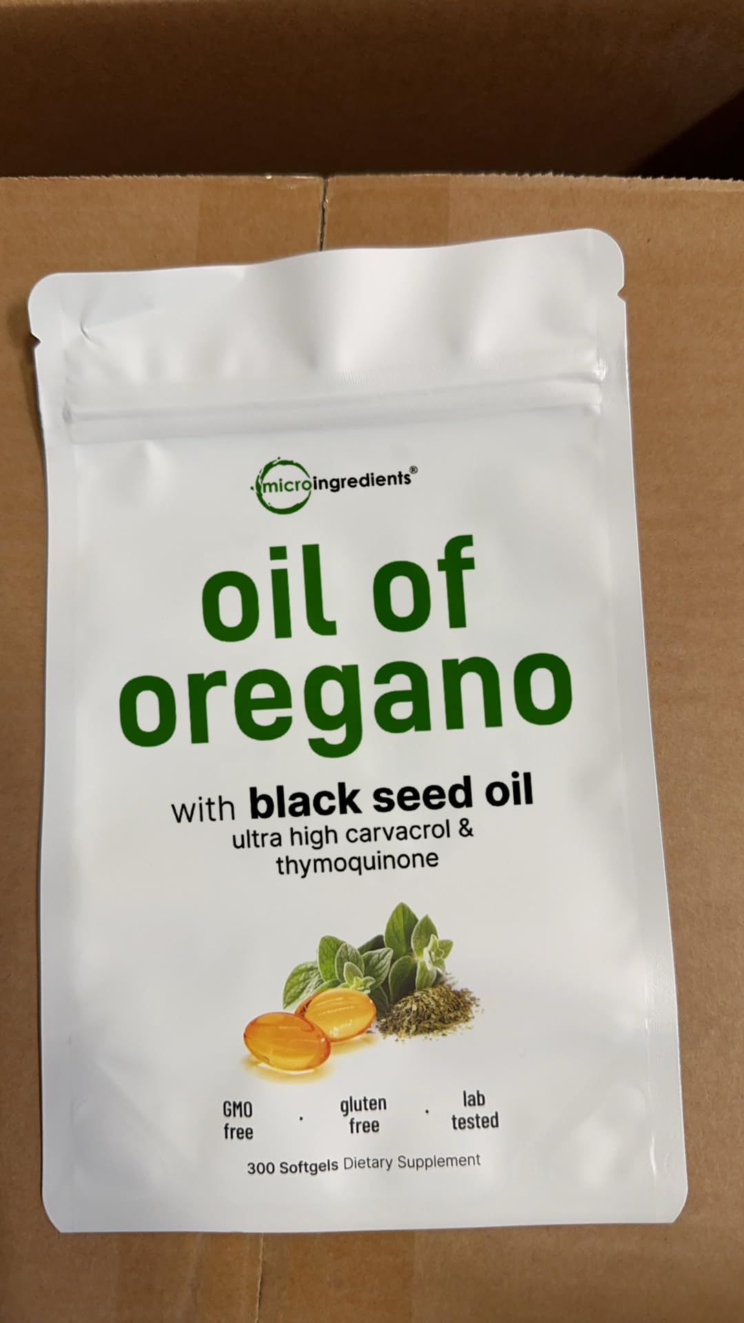 Micro Ingredients Oil of Oregano, 300 Softgel | Oregano Oil with Black Seed Oil, 4X Strength Carvacrol & Thymoquinone | Plant Based, Non-GMO | Antioxidant & Immune Support