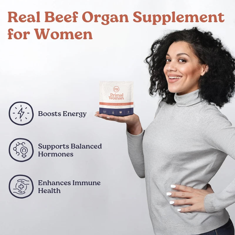 Primal Woman Primal Woman Beef Organ Supplement for Women - Beef Liver for Women, Grass Fed Beef Liver Supplement, Grassfed Beef Liver Supplement for Women | Primal Beef Liver Capsules Women (60 Capsules)