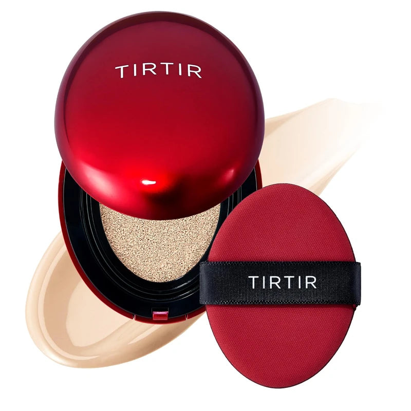 TIRTIR Mask Fit Red Cushion Foundation | Full coverage, Weightless, Skin fit, Satin Glow Finish, Korean Makeup, beauty, Tattoo cover up, Buildable (#17N Vanilla, 0.63 Fl Oz)