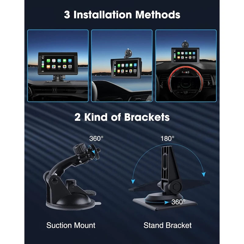 LAMTTO Portable Carplay Screen for car Android Auto Car Stereo with Car Play 7 Inch HD Touch Screen, Bluetooth 5.0 Car Stereo Receivers, AirPlay, GPS Navigation