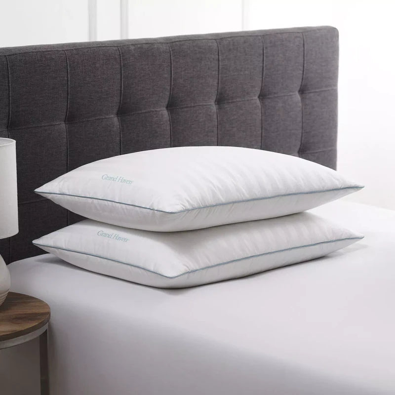 Grand Haven Gran Hotel Almohadas Rellenas De Plumas Queen 2 Pz Algodon Color Blanco