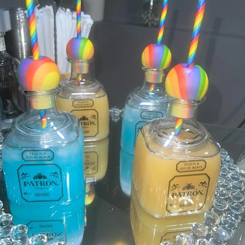 1 Luxury Patron Cocktail Cup 12 OZ Rainbow Cork Color (SOLD INDIVIDUALLY) (STRAW NOT INCLUDED)