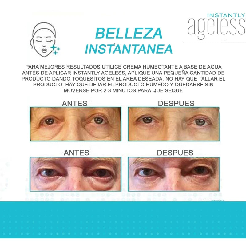 Instantly Ageless 10 Ampolletas. Antiarrugas Instantaneo y Antiojeras.