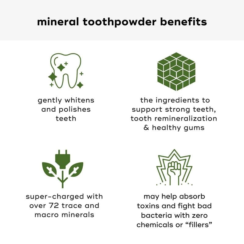 Akamai Mineral Toothpowder Remineralizes, Natural Ingredients for Oral Health - SELECT: Glass Jar (2mo supply)