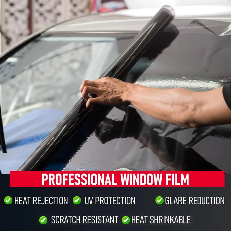 Window Tint Car Film 36"In x 100'Ft Standard Dyed Universal Black 1-Ply with 5% VLT- Privacy Window Tint for Home Blocks UV/IR Rays, Heat & Glare - Scratch Resistance, Self-Adhesive & Easy to Install