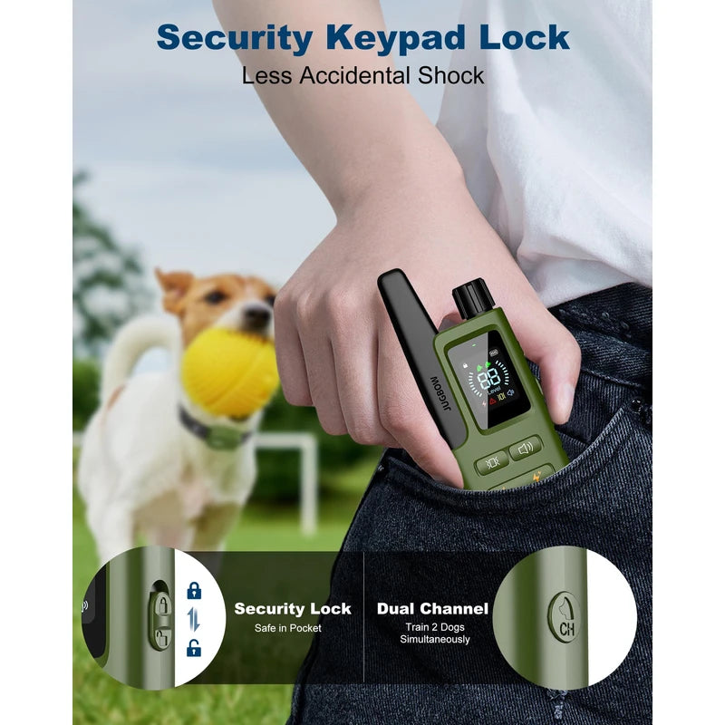 Jugbow Dog Shock Collar - 3300FT Dog Training Collar with Remote Innovative IPX7 Waterproof with 4 Training Modes, Rechargeable E-Collar for All Breeds