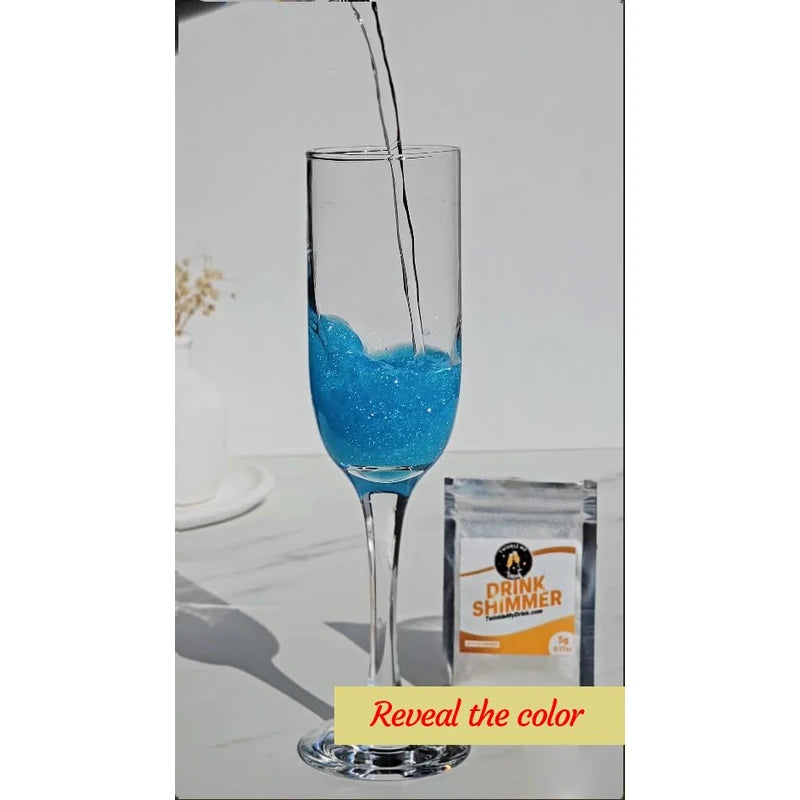 Twinkle my Drink® Colour Changing Edible Glitter | Fun Gender Reveal Edible Glitter for Drinks | Baby Shower Party | 5g Packet 25 Servings (Blue)