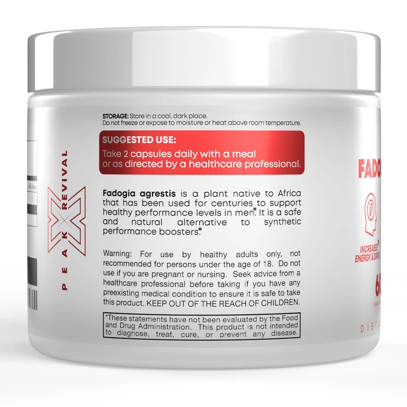 Fadogia Agrestis 1000mg Per Serving Supplement - Potent Extract to Increase Energy, Athletic Performance & Muscle Mass - Supplements, Made in The USA (60 Capsules)