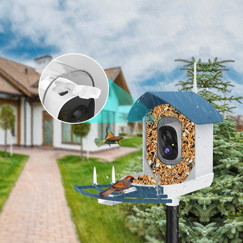 Bird Feeder with Camera,AI Identify Birds Species,Smart Birds Camera with Solar Powered,Auto Record 1080P Birds Video in Backyard,Instant Notifications,Ideal Gifts for Family and Bird Lovers,Navy Blue