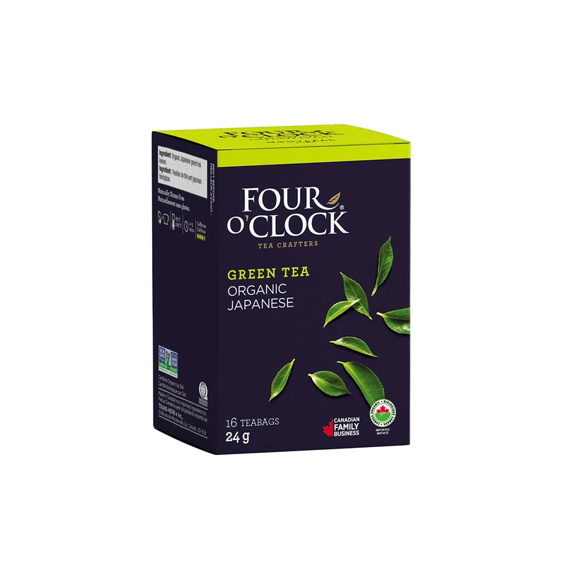 Four O'Clock Organic Green Tea Japanese, Non-Gmo, Kosher, Gluten-Free, 16 Count, 24g