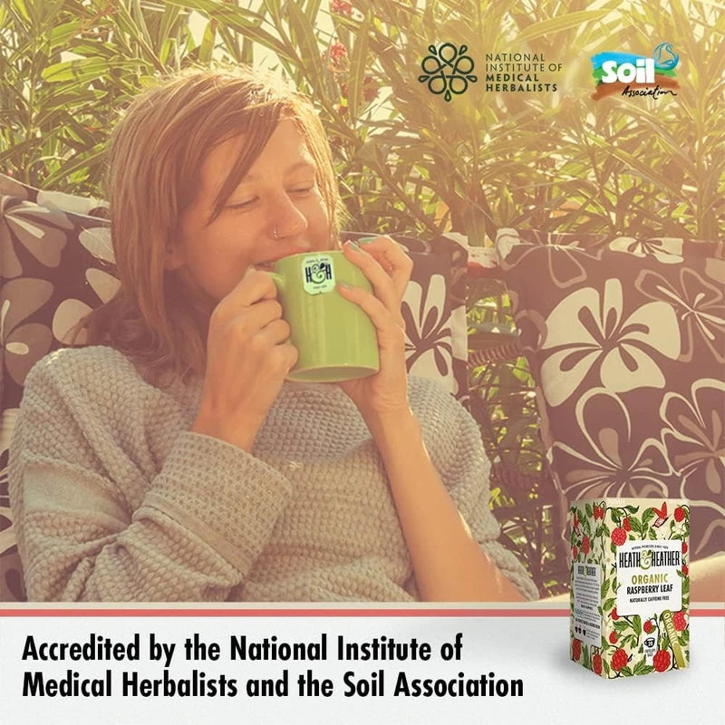 Heath & Heather Organic Raspberry Leaf Teabags | Individually Wrapped Caffeine-Free Herbal Tea Infusion Blend for Pregnancy | 1 Pack of 20, Total 20 Tea Bags