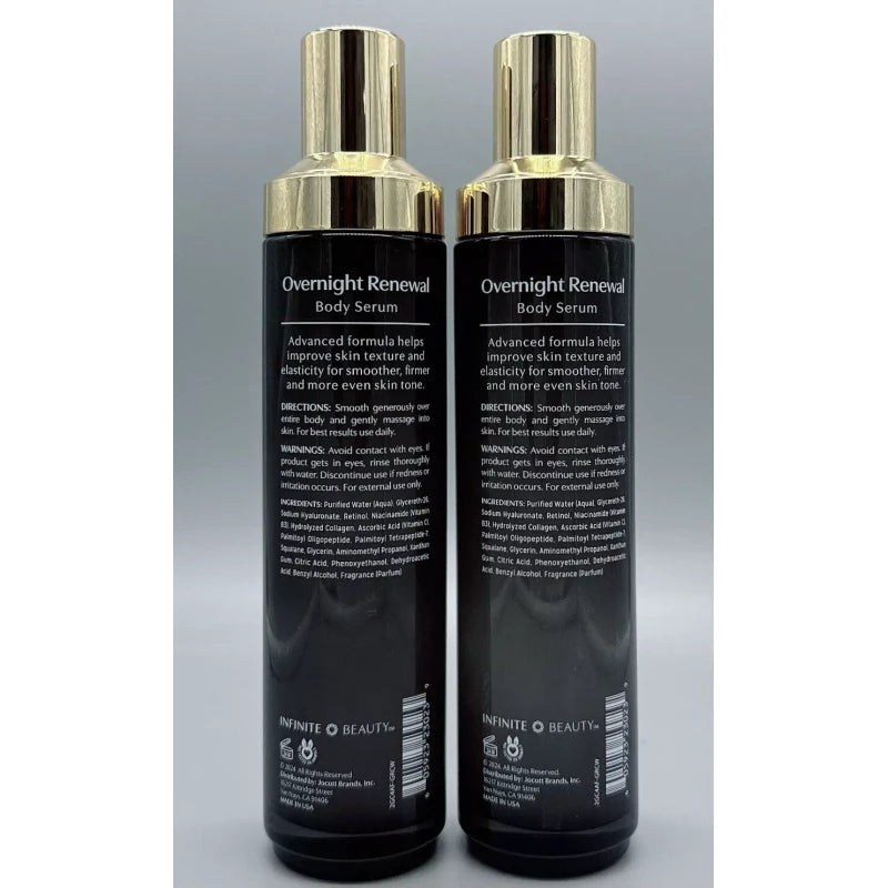 Infinite Beauty Overnight Renewal Body Serum Retinol + Peptides 6oz Lot of 2 New