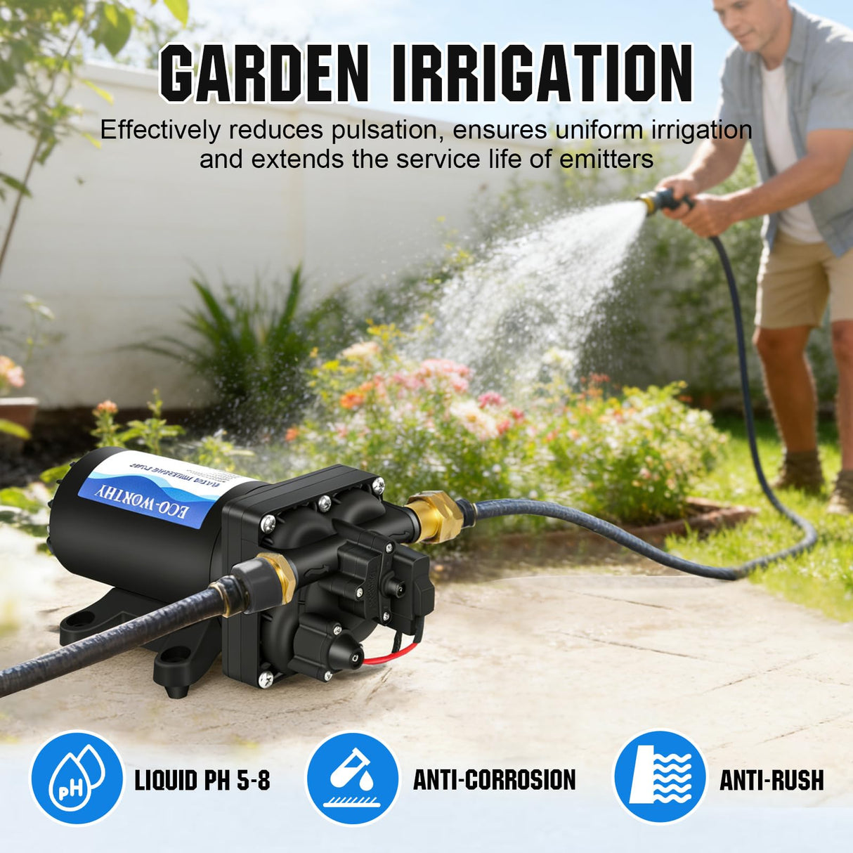ECO-WORTHY RV Fresh Water Pump 12V DC 5.5GPM 70PSI,12 Volt Diaphragm Self-Priming Pump with Pressure Switch for RV Garden Irrigation Spraying Marine Yacht