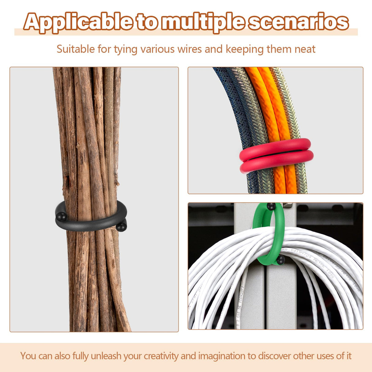 Ninehaoou 20 Pcs 17 Inch EVA Foam Twist Rubber Ties Reusable Bendable Cable Tie Straps Flexible Heavy Duty Twisty Ties for Organizing Cords Bundling (Red,Yellow,Green,Black)