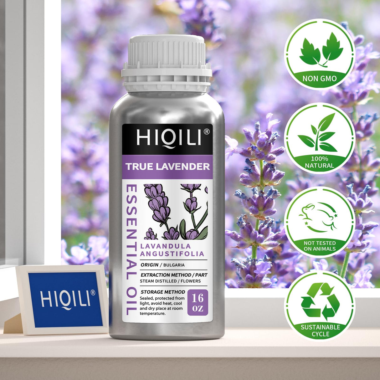 HIQILI 16 Ounces Lavender Essential Oil Pure, 100% Natural for Aromatherapy Diffuser, Skin Care, Hair, Includes Premium Glass Dropper-16 Fl Oz