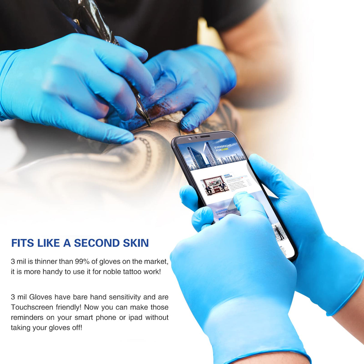 Wostar Disposable Gloves Large Powder & Latex Free 4mil 100 Pcs Exam Disposable Nitrile Non-Sterile Gloves