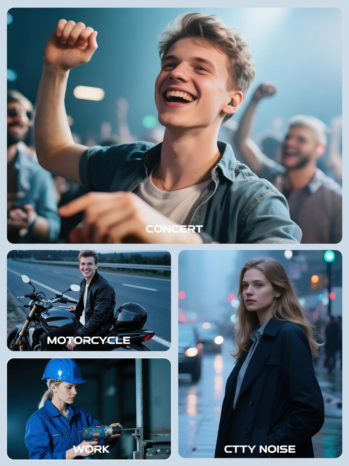 Hearprotek Silicone Concert Ear Plugs, 2 Pairs Reusable High Fidelity Earplugs for Concerts, Festivals, Motorcycling, Black