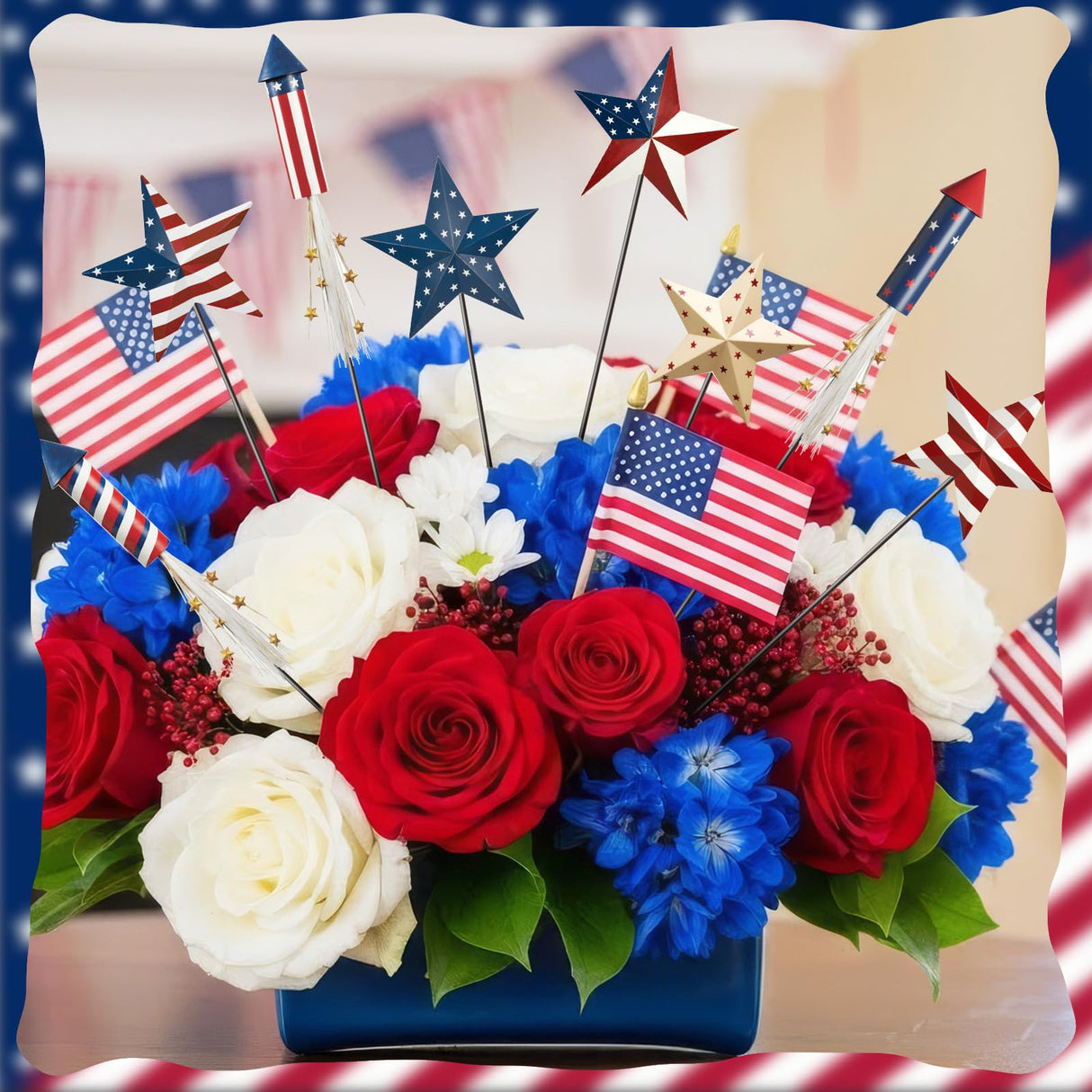 Shimeyao 8 Pcs Metal 4th of July American Garden Stakes Patriotic Metal Garden Signs 12 Inch Barn Star Independence Day Yard Signs Outdoor Decor for Home Lawn Porch Holiday Front Backyard