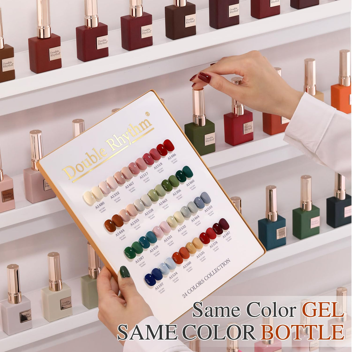 Double Rhythm 28Pcs 0.5Oz Gel Nail Polish Set Same Color Same Bottle Soak Off Gel Polish Kit Nail Art Manicure Salon DIY at Home for Women (Burgundy Green Collection-T24-1)