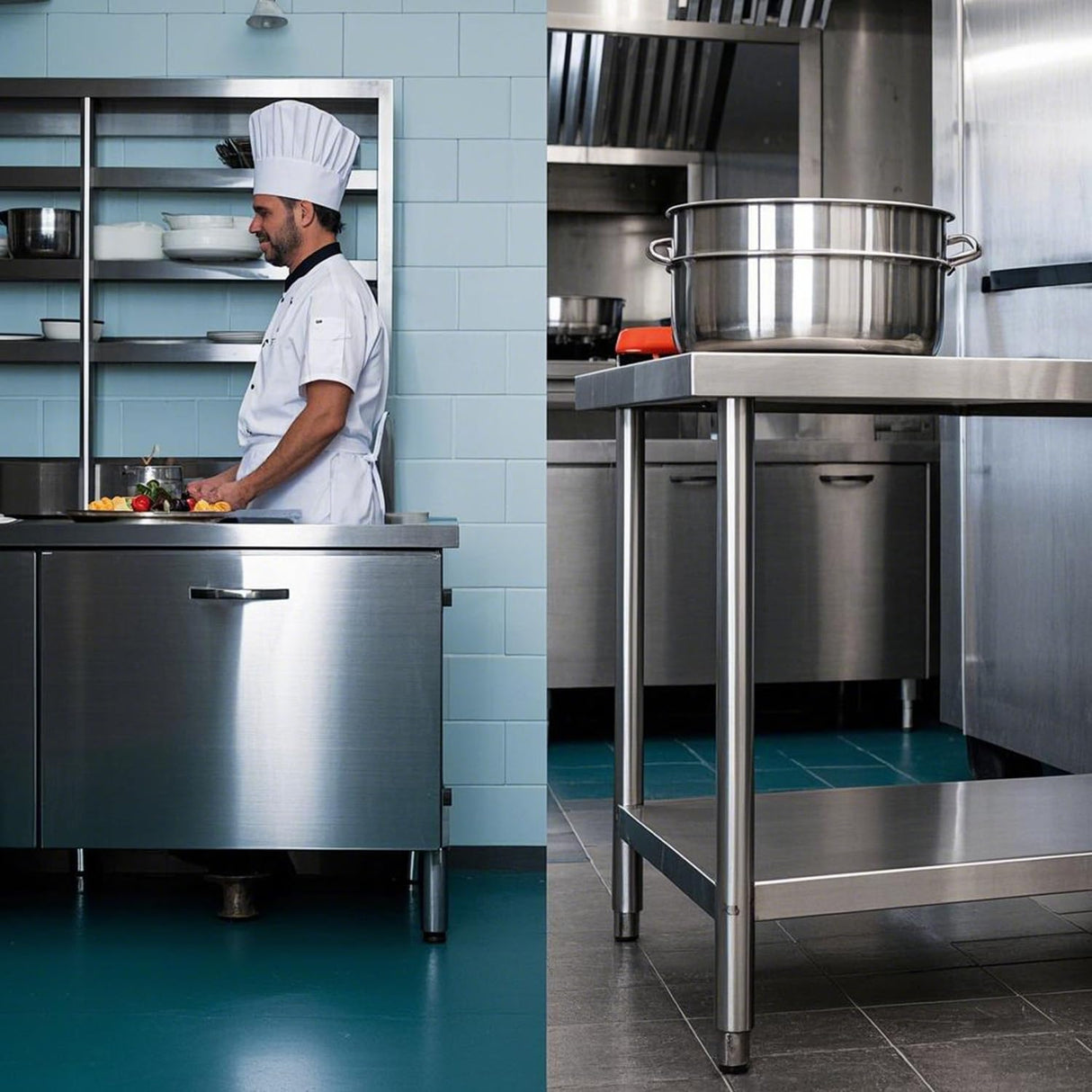 HXCFYP NSF Stainless Steel Table for Prep & Work with Backsplash 24x18 Inches, Metal Commercial Kitchen Table with Under Shelf and AdjustableTable Foot for Restaurant, Home and Hotel