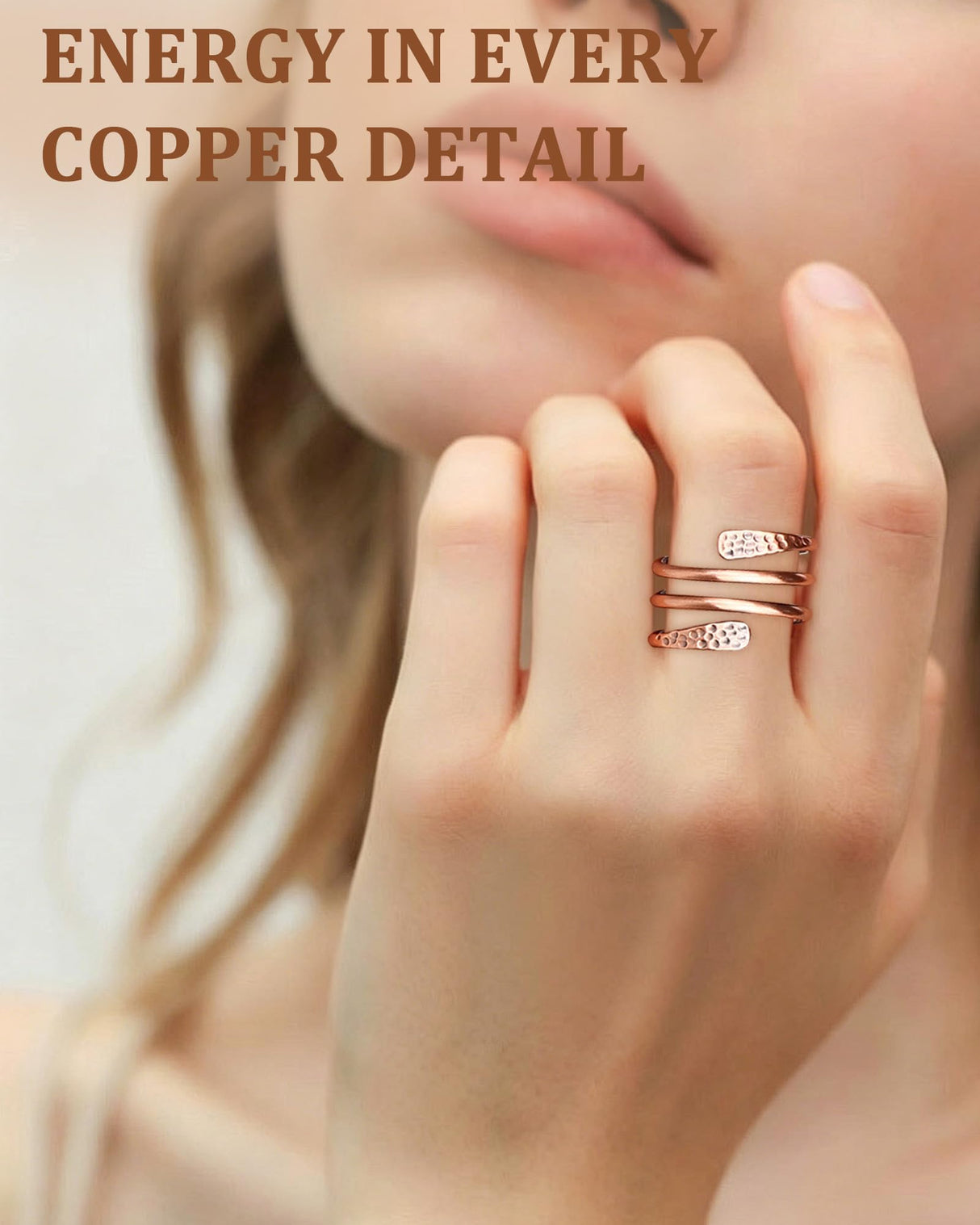 Fashtour 100% Pure Copper Rings for Women & Men, Adjustable Handmade Rings