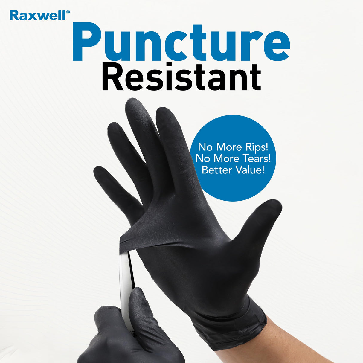Raxwell Disposable Black Nitrile Rubber Gloves - Heavy-Duty Mechanic & Working Gloves - Textured Grip for Painting & Cleaning - Powder & Latex Free for Cooking & Serving - Medium, 6.5 mil, 1000 ct