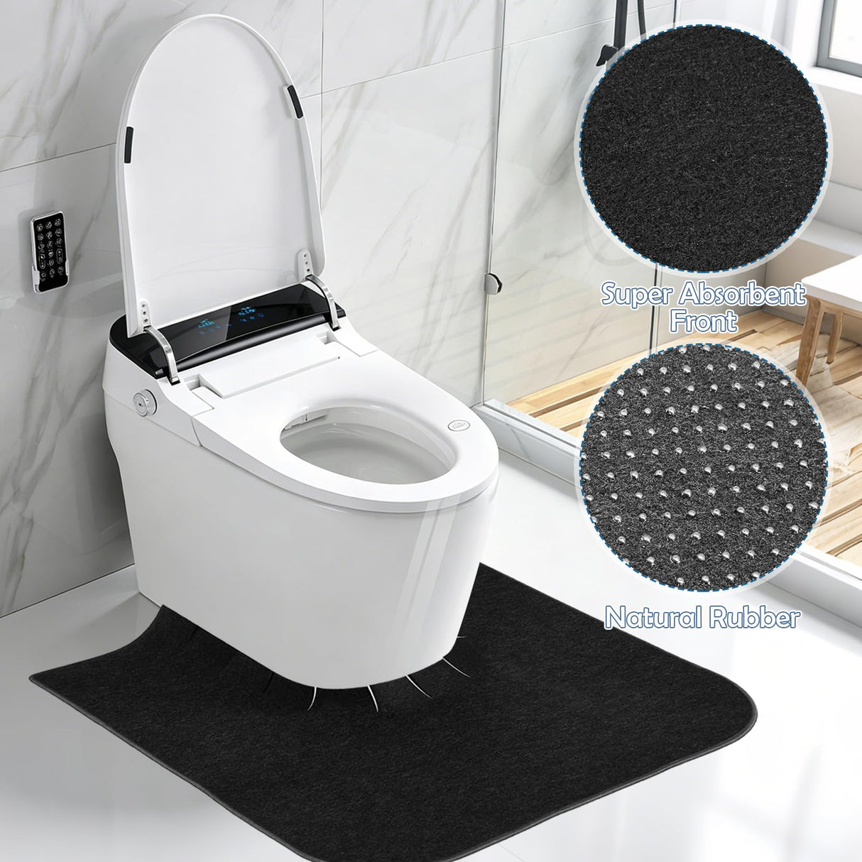 Yudlto 8 Pack Toilet Mats U Shaped Washable, Absorbent Toilet Floor Protector from Urine, Non Slip Bathroom Rugs for Around Toilet Base, Waterproof Washable Mats for Bathroom Floor