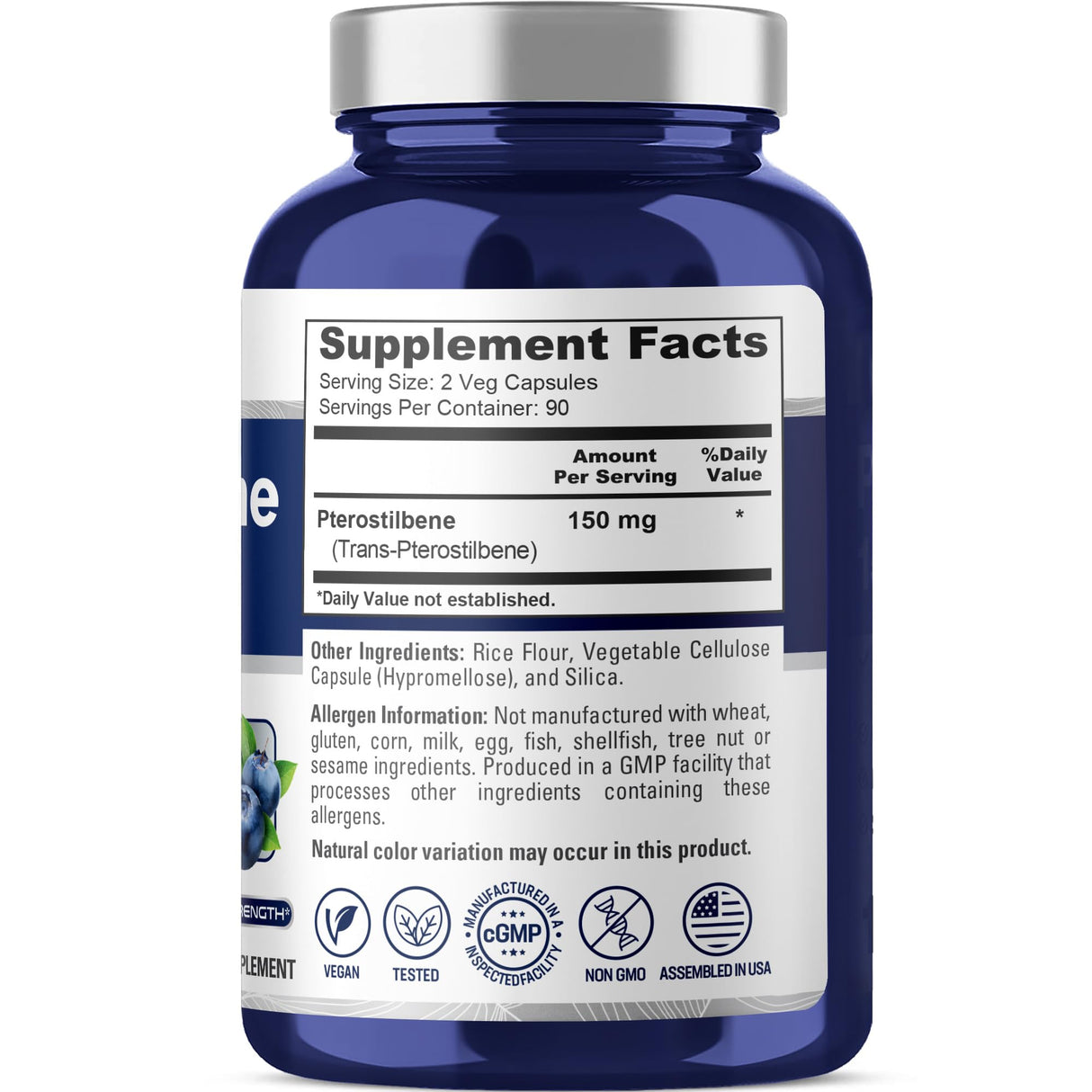 NusaPure Pterostilbene 150mg 180 Veggie Caps (Non-GMO, Vegan)