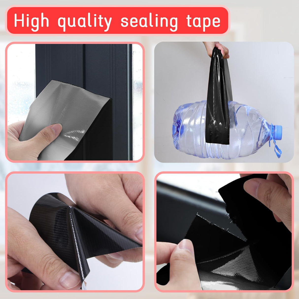 Birllaid Black Window Sealing Tape, Window AC Insulation Tape, 3 Inch x 65 FT Waterproof Blocker for Cold Heat Air, Windproof, No Residue Strong Adhesive