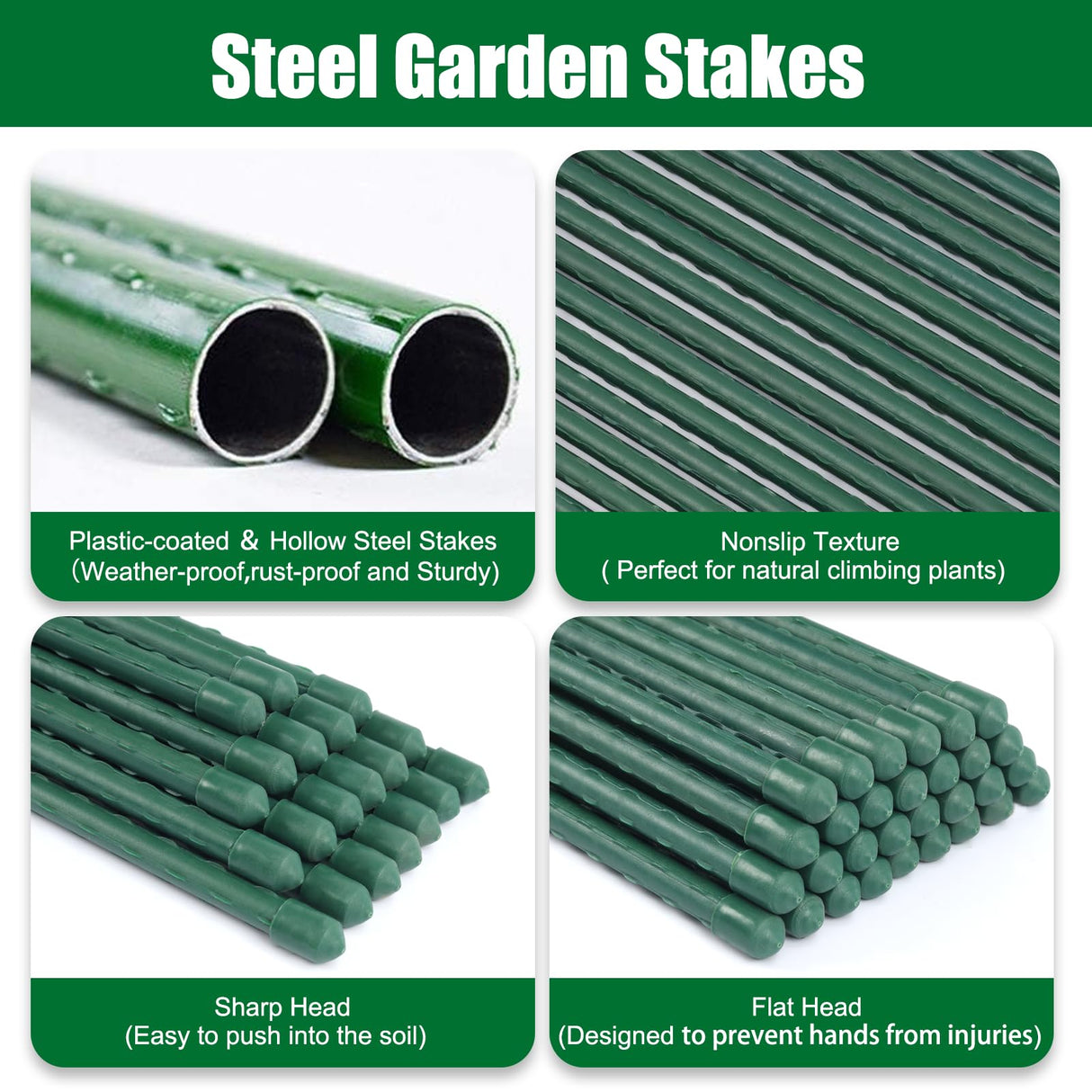 TINGYUAN Garden Stakes 30 Inches Steel Plant Stakes Tomato Stakes Pack of 25