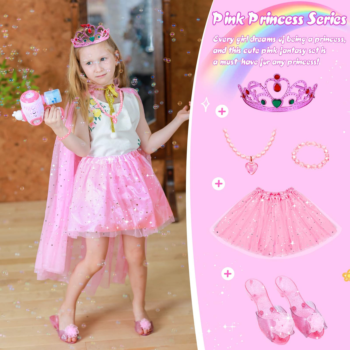Meland Princess Dress Up for Girls - Princess Toy Gift for Toddler Kids Girl Age 3,4,5,6 Year Old for Birthday Christmas Halloween