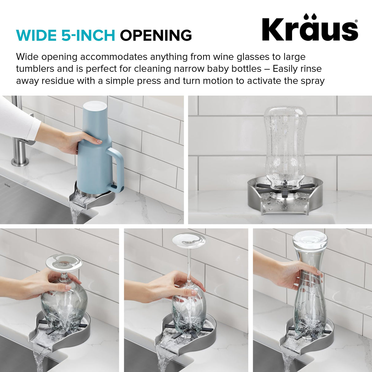 KRAUS CleanMate Glass Rinser for Kitchen Sink in Matte Black Color Finish, KGR-500MB