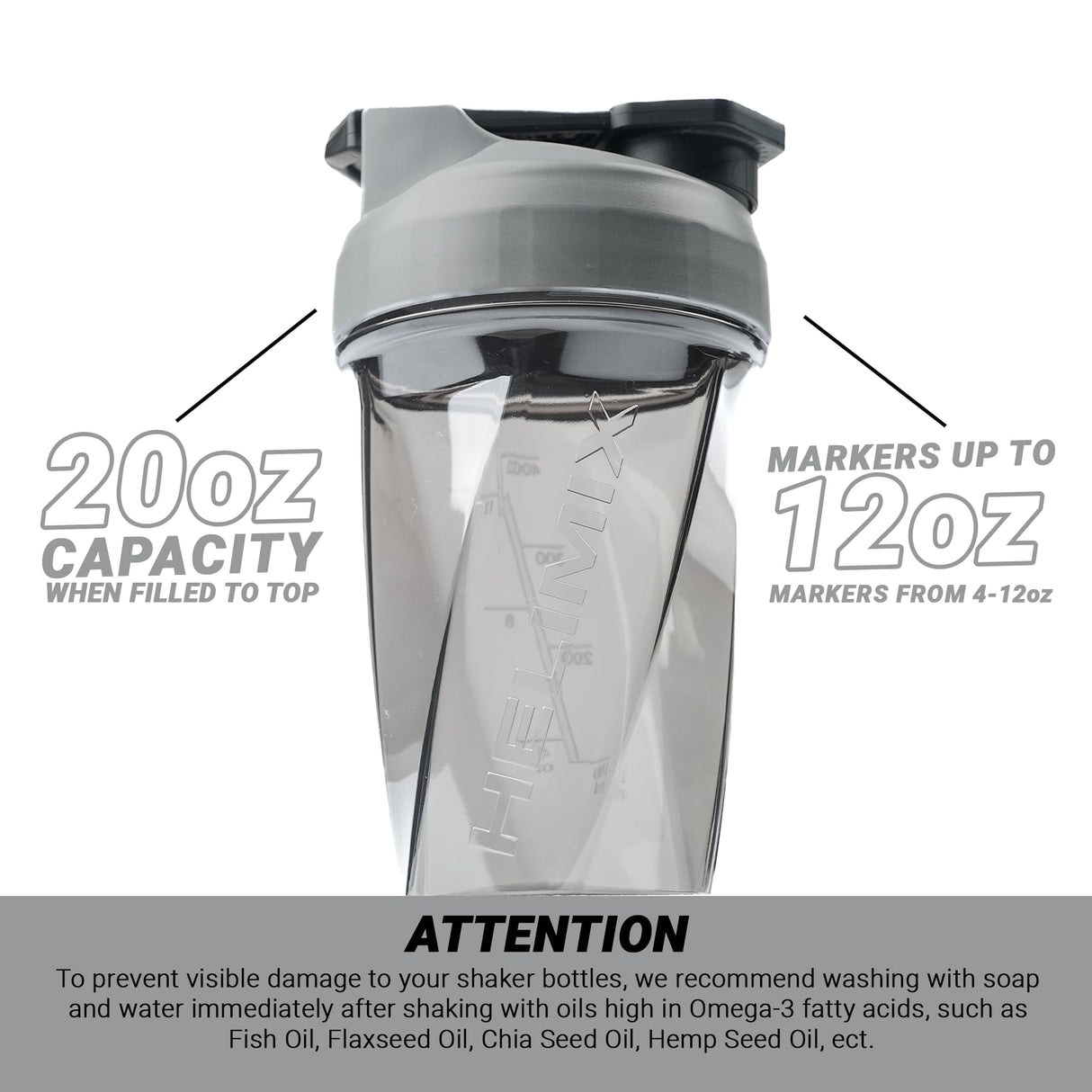 HELIMIX 1.5 Vortex Blender Shaker Bottle Holds Upto 20oz | No Blending Ball or Whisk | USA Made | Portable Pre Workout Whey Protein Drink Shaker Cup | Mixes Cocktails Smoothies Shakes | Top Rack Safe
