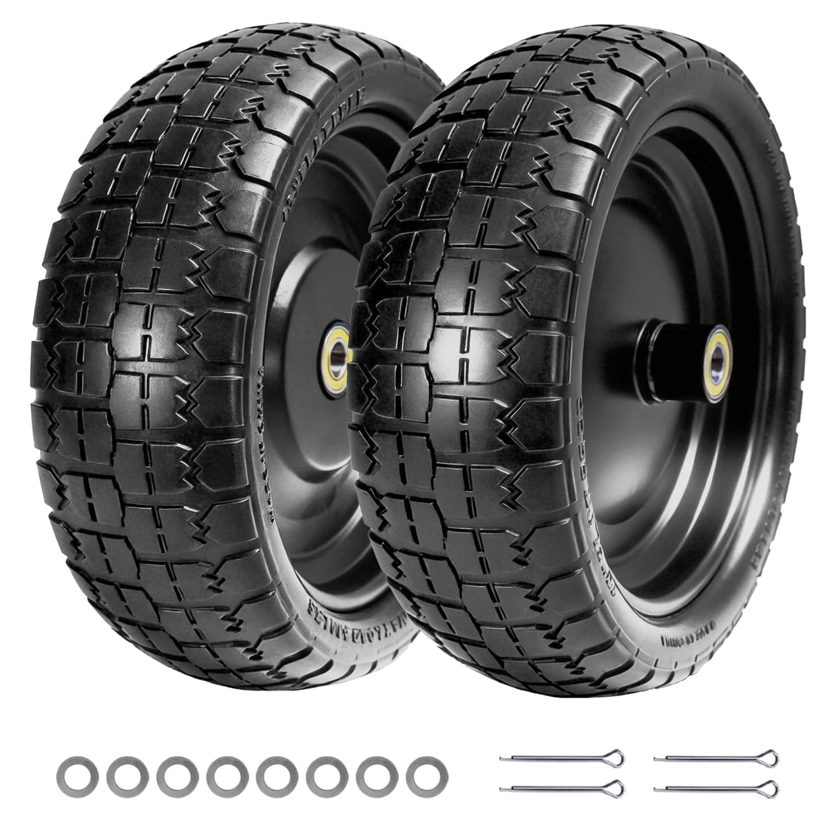 LTNICER 13" Flat Free Tires Compatible with Gorilla Carts,4.00-6 Solid Rubber Wheels with 5/8"Bearings,2.1"Offset Hub for Wagon Tire,Trailer Tire,Wagon Wheel Replacement,13 Trailer Tire Wheel(2-Pack)