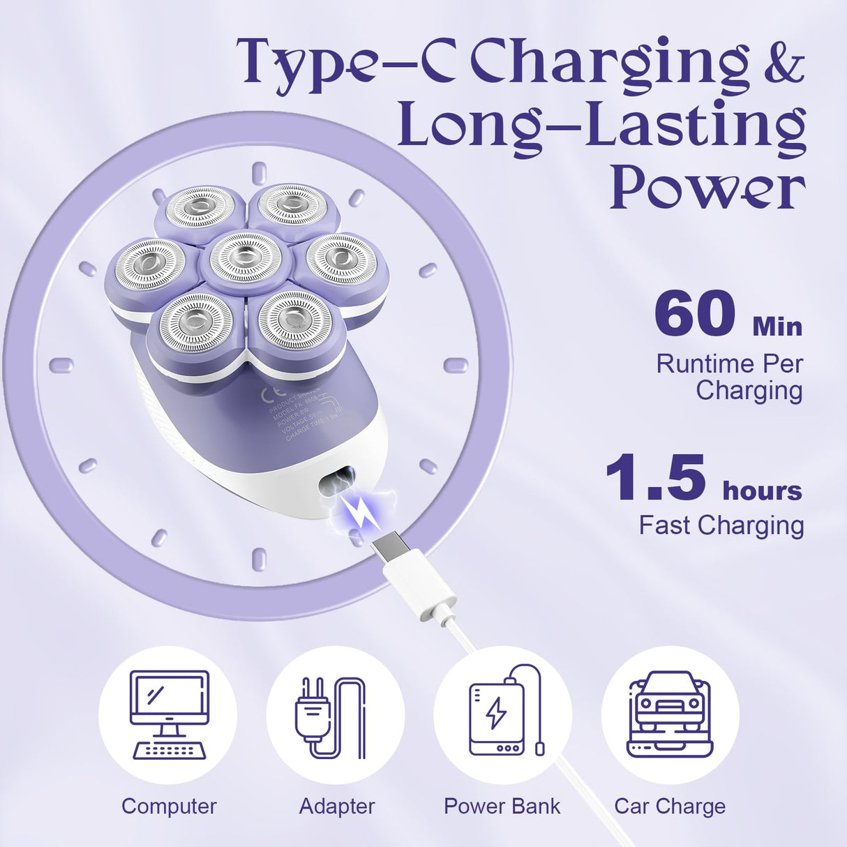 Bartrimber 7D Electric Razor for Women: Fast & Painless Full-Body Shaver for Legs & Face – Waterproof Hair Remover with Light & Travel Cover – Wet/Dry Use, Smooth Close Shave, Birthday Mother’s Gift