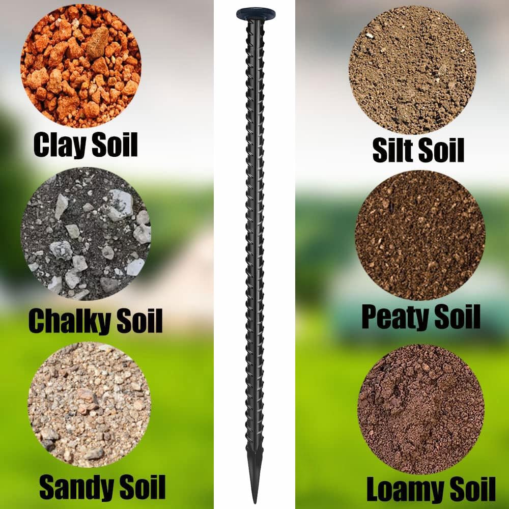 16" Galvanized Rebar Stakes 6 Pack,1/2" Diameter Heavy Duty Ground Anchors