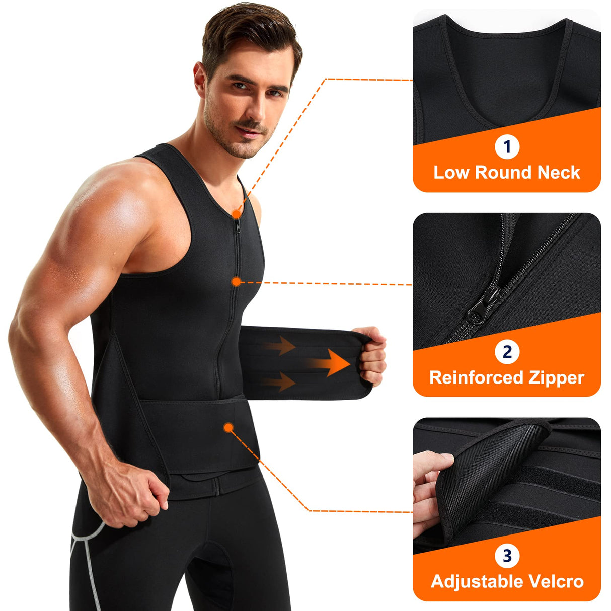 Wonderience Sauna Suit for Men Waist Trainer Neoprene Sweat Vest with Adjustable Waist Trimmer Belt(Black, XXXX-Large)