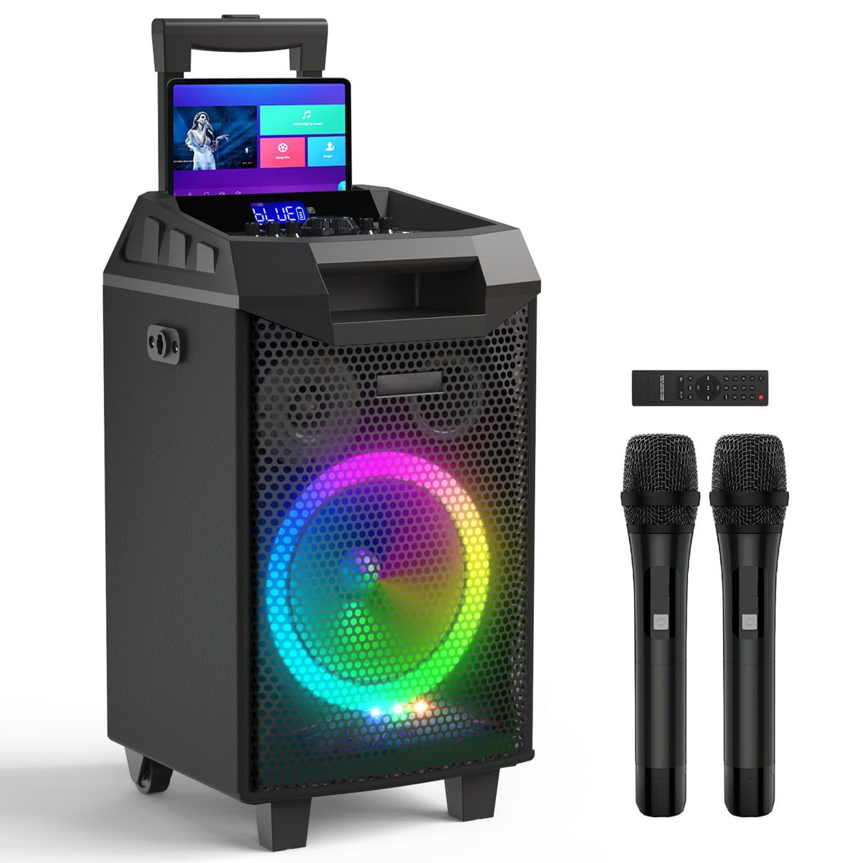 VeGue Karaoke Machine, Bluetooth Speaker PA System for Adults & Kids with 2 Wireless Microphones, 8'' Subwoofer, Wireless Singing Machine for Christmas Party, Wedding, Gathering(VS-0866)