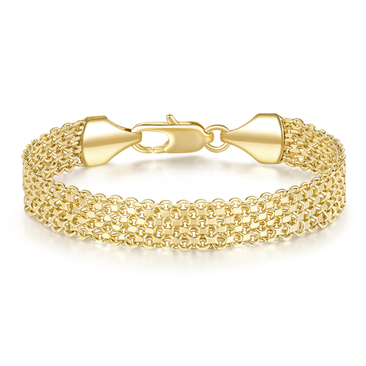 Simlayton 14K Gold Bracelets for Women Gold Mesh Bracelet for Womens