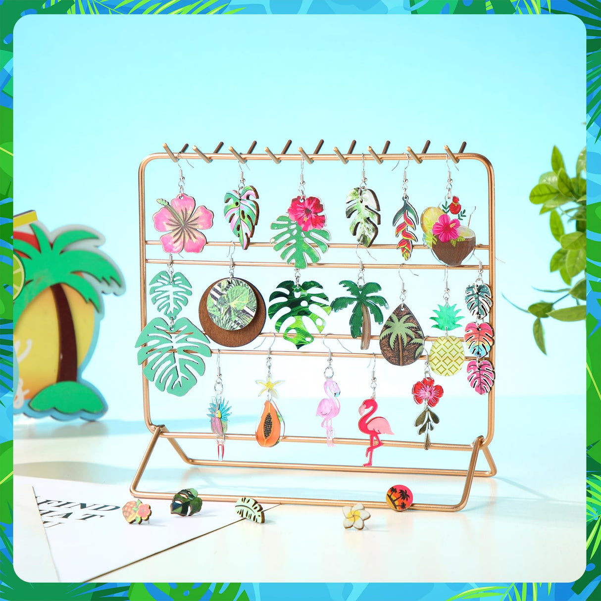 Nosiny 36 Pairs Tropical Summer Earrings Bulk for Women Vacation, Classic