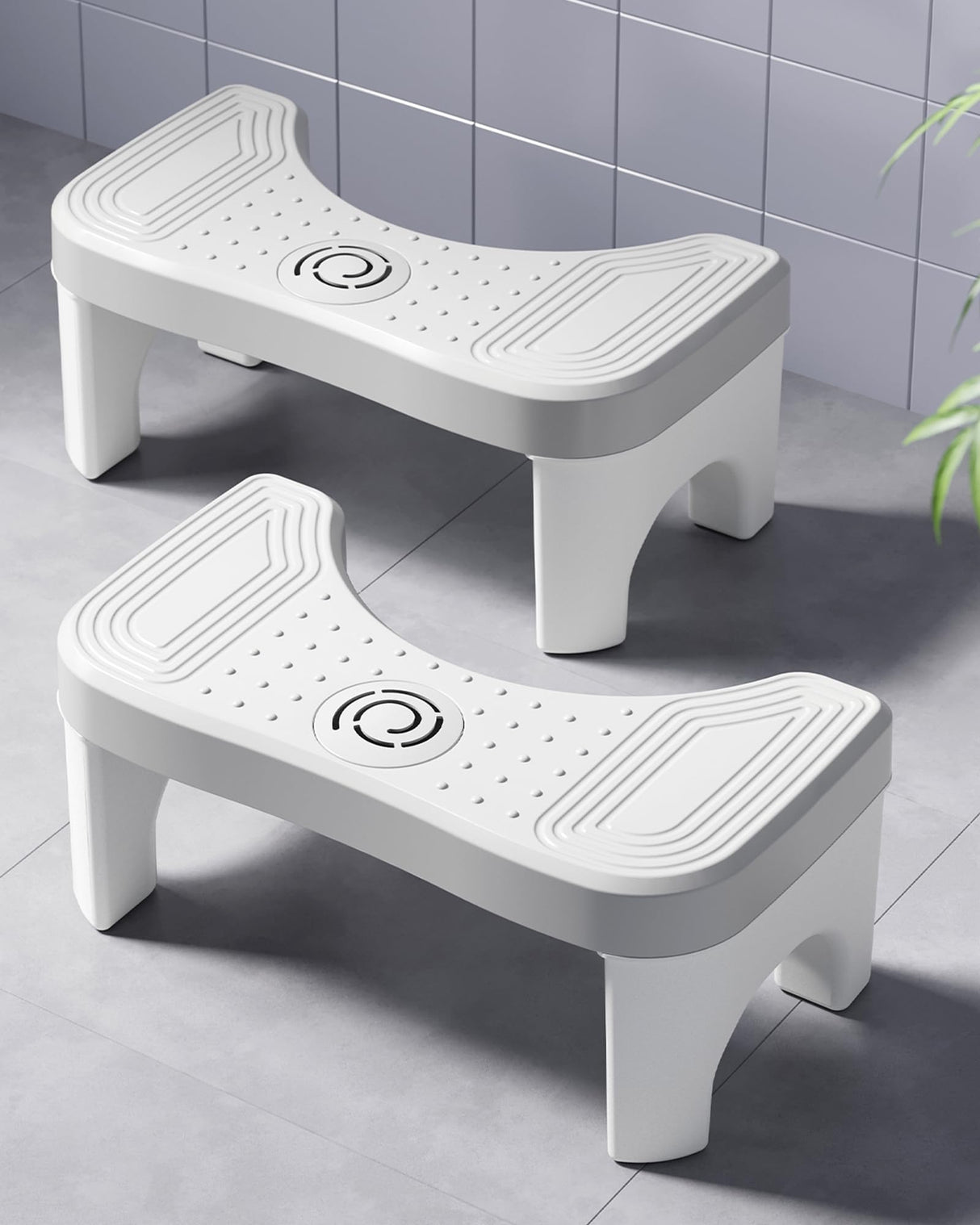 Recximi 2 Pack Toilet Potty Stool Adult, Portable Bathroom Stools for Adults, 7 Inch Step Stool with Fresher Box, Toilet Feet Pooping Stool for Toilet to Help Poop, Grey